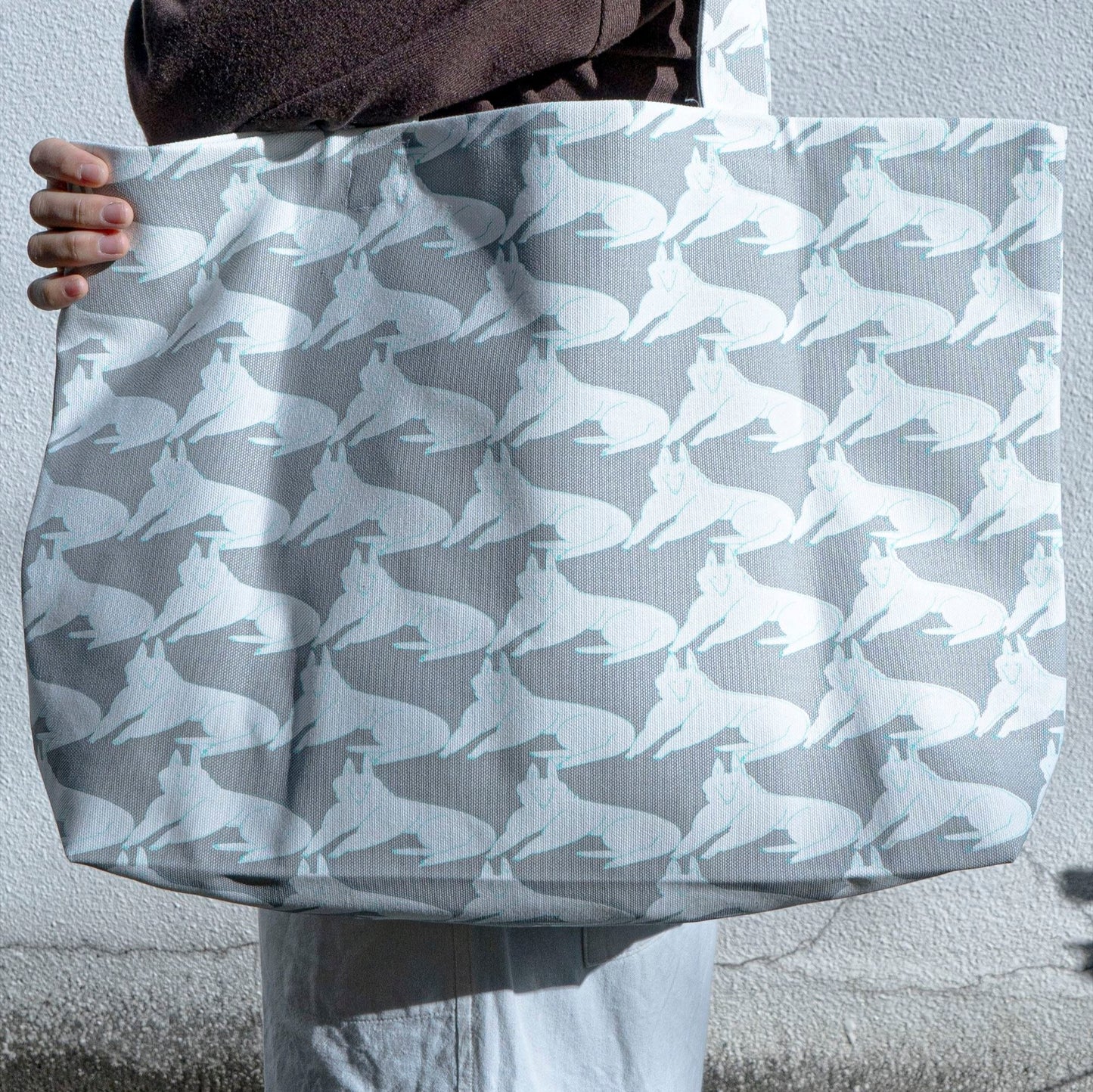 tosaminosa Custom Motif Tote Bag Light Gray